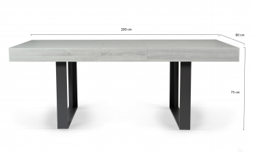 Table à manger extensible Brixton 160-200cm bois et gris + 6 chaises Suedia gris clair