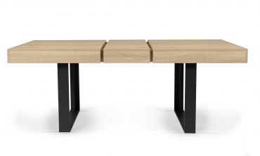 Table à manger extensible Brixton 160-200cm bois et noir + 6 chaises Suedia  noires