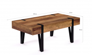 Table basse industrielle Hudson 1 tiroir 100cm