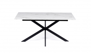 Table repas extensible Glam 160-200cm plateau effet marbre et pieds croisés
