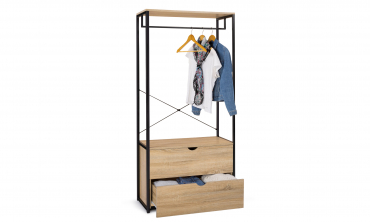 Dressing Memphis H165cm - penderie et 2 tiroirs