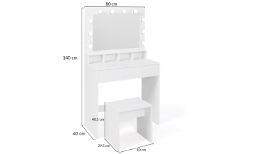 Coiffeuse Zita avec niches LED