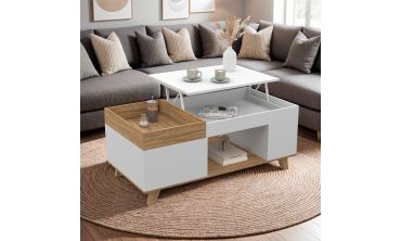 Table basse Stella avec plateau relevable et double coffre