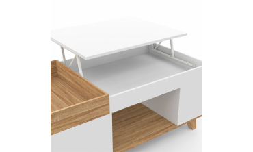 Table basse Stella avec plateau relevable et double coffre