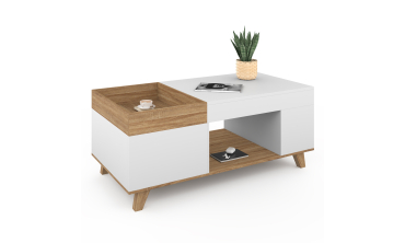 Table basse Stella avec plateau relevable et double coffre