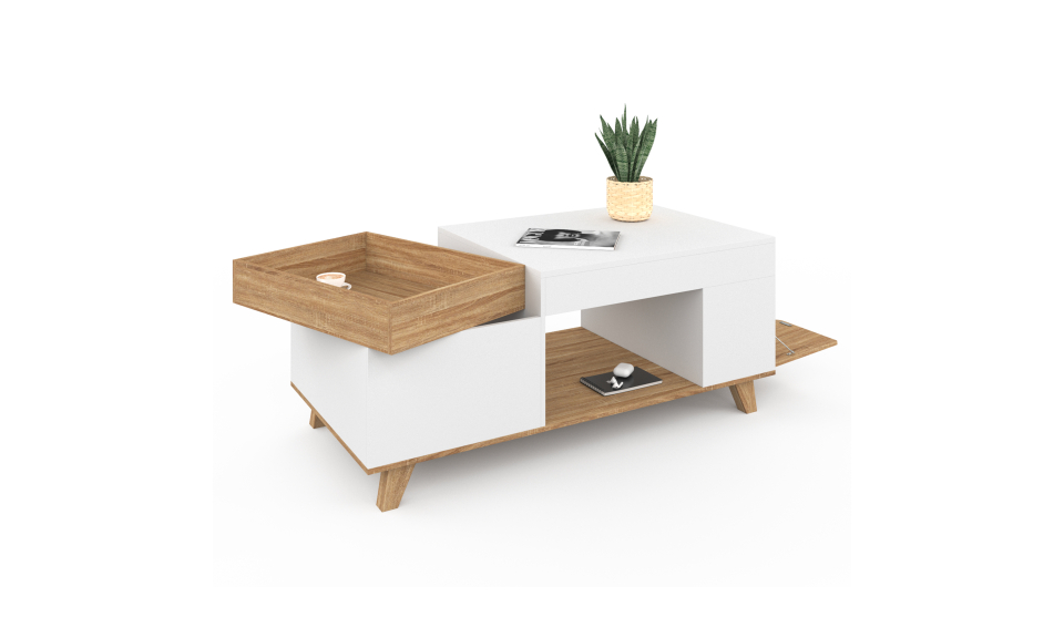 Table basse Stella avec plateau relevable et double coffre