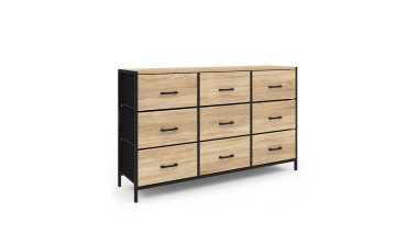 Commode Iris 9 tiroirs en bois et tissu