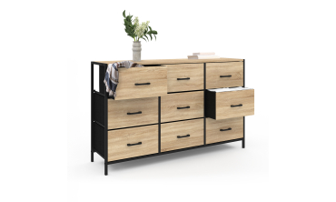 Commode Iris 9 tiroirs en bois et tissu