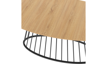 Table repas Adelle plateau ovale bois et pied filaire noir