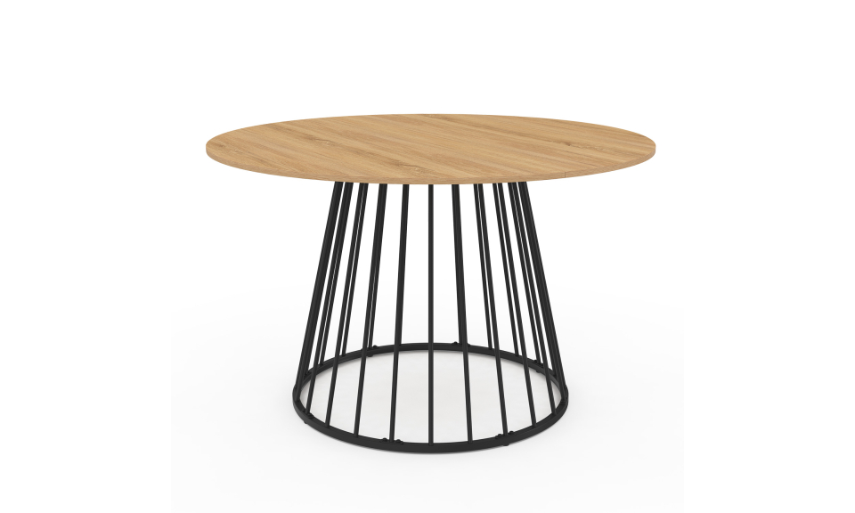 Table repas Adelle plateau rond extensible et pied filaire noir