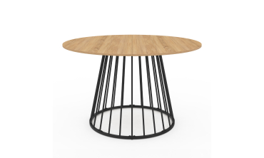 Table repas Adelle plateau rond extensible et pied filaire noir