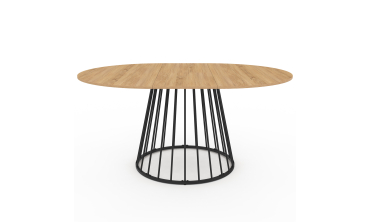 Table repas Adelle plateau rond extensible et pied filaire noir