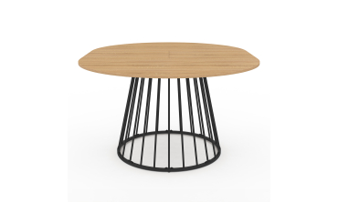 Table repas Adelle plateau rond extensible et pied filaire noir