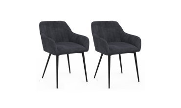 Chaises avec accoudoirs Ariana en velours et pieds métal - lot de 2