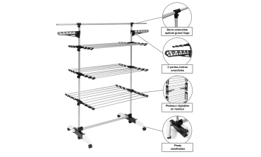 Séchoirs Optima noir et blanc 30 et 40m d'étendage
