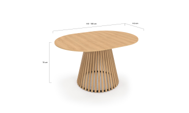 Tables repas Camélia plateau rond extensible 110-150cm et pieds lattes