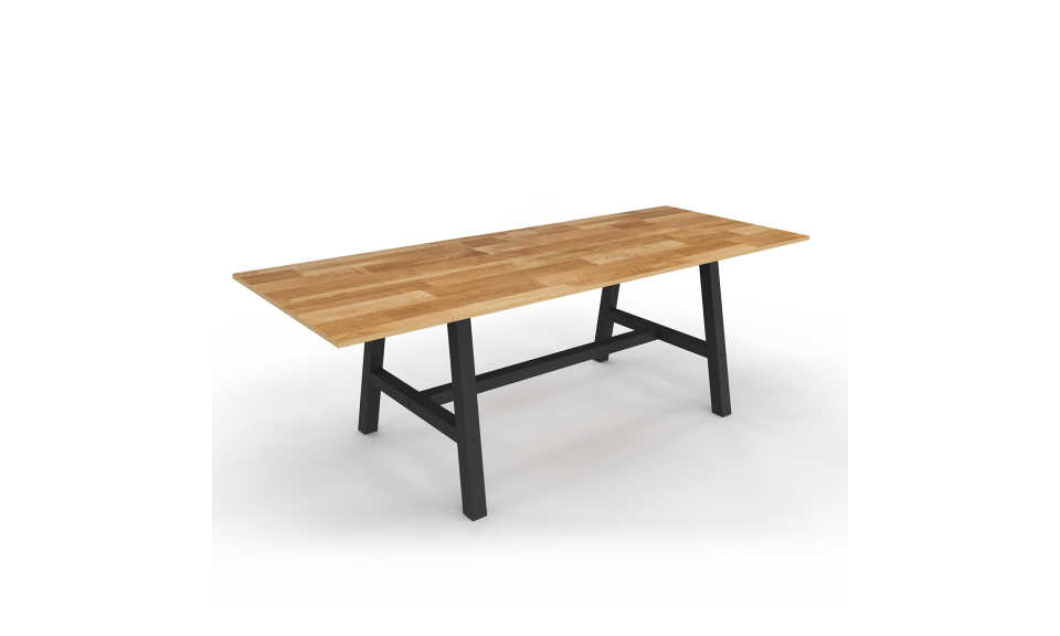 Table repas extensible Mathilde 160-240cm plateau bois et pieds noirs