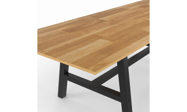 Table repas extensible Mathilde 160-240cm plateau bois et pieds noirs