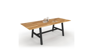 Table repas extensible Mathilde 160-240cm plateau bois et pieds noirs