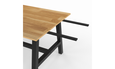 Table repas extensible Mathilde 160-240cm plateau bois et pieds noirs