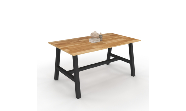 Table repas extensible Mathilde 160-240cm plateau bois et pieds noirs