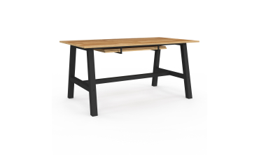 Table repas extensible Mathilde 160-240cm plateau bois et pieds noirs