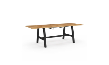 Table repas extensible Mathilde 160-240cm plateau bois et pieds noirs