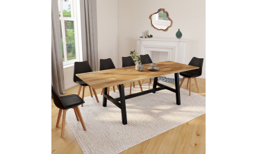 Table repas extensible Mathilde 160-240cm plateau bois et pieds noirs