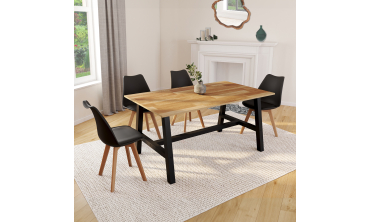 Table repas extensible Mathilde 160-240cm plateau bois et pieds noirs