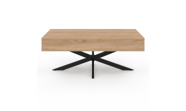 Table basse Spider avec plateau relevable bois et pieds croisés noir L100cm