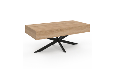 Table basse Spider avec plateau relevable bois et pieds croisés noir L100cm