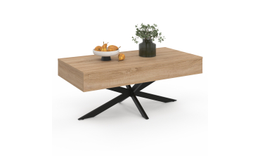 Table basse Spider avec plateau relevable bois et pieds croisés noir L100cm