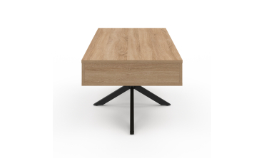 Table basse Spider avec plateau relevable bois et pieds croisés noir L100cm