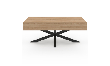 Table basse Spider avec plateau relevable bois et pieds croisés noir L100cm