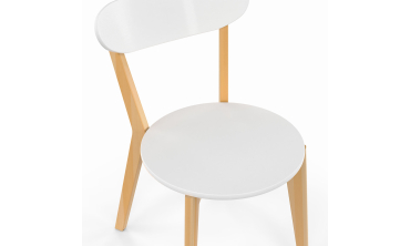 Chaises Frida assise blanche et pieds bois