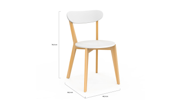 Chaises Frida assise blanche et pieds bois