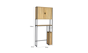 Meuble spécial dessus de WC avec armoire double portes et étagère
