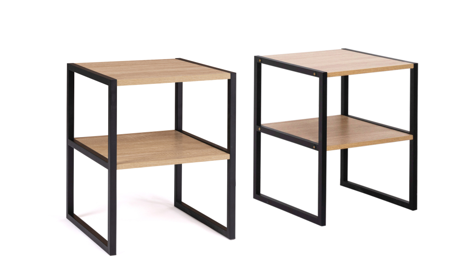 Tables de chevets Memphis avec étagère - lot de 2