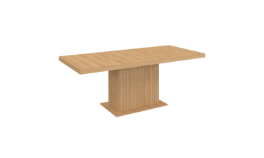 Table repas extensible Albane 160-200cm bois pieds effet tasseaux avec rangement intégré