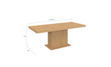 Table repas extensible Albane 160-200cm bois pieds effet tasseaux avec rangement intégré