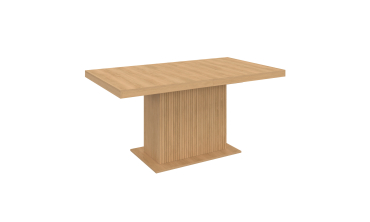 Table repas extensible Albane 160-200cm bois pieds effet tasseaux avec rangement intégré