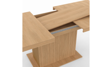 Table repas extensible Albane 160-200cm bois pieds effet tasseaux avec rangement intégré