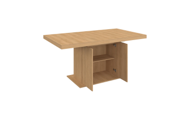 Table repas extensible Albane 160-200cm bois pieds effet tasseaux avec rangement intégré