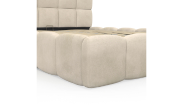 Lit coffre Bubble en velours beige avec sommier et tête de lit 140x190cm