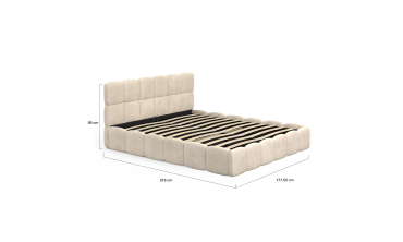 Lit coffre Bubble en velours beige avec sommier et tête de lit 160x200m