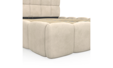 Lit coffre Bubble en velours beige avec sommier et tête de lit 160x200m