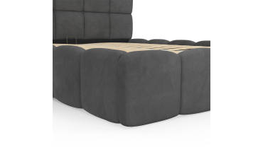 Lit coffre Bubble en velours gris avec sommier et tête de lit 140x190cm