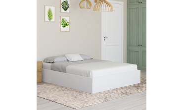 Lit coffre Malta en bois blanc avec sommier 140x190cm