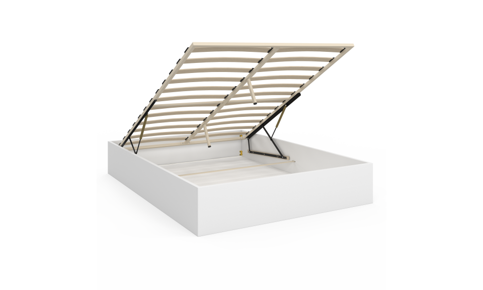 Lit coffre Malta en bois blanc avec sommier 140x190cm