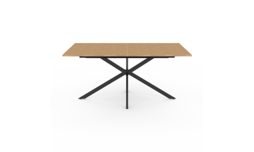 Table repas Spider plateau extensible 160-200cm effet chevron et pieds croisés noirs